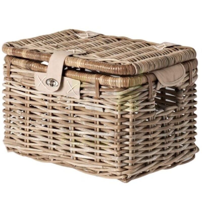 Basil mand riet Denton M 24L + deksel grey 39x27x2